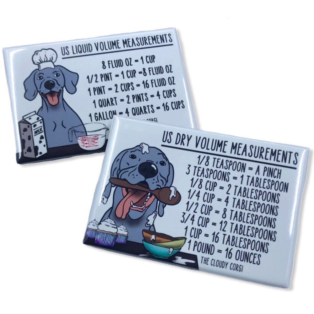 Weimaraner Dog Measuring Chart Magnet Set Handmade Kitchen Cooking Baking Guide